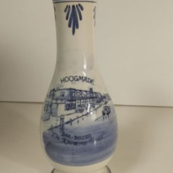 Красива стара ръчно рисувана порцеланова ваза Blue Delft. Холандскаб