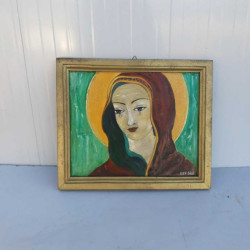 Старинна картина с рамка Елена Николова 1967г Плачещата Дева
